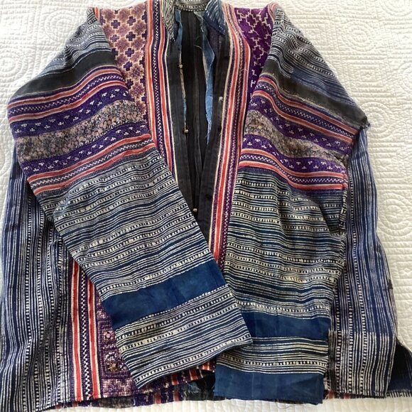 Vintage Embroidered Jacket from Thailand Handmade Primitive Patchworks Size L - Picture 13 of 14